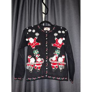 Ugly Christmas Sweater Vintage Xmas Cardigan Size Small Petite